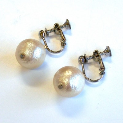 コットンパールイヤリング(12mm・アイボリー)