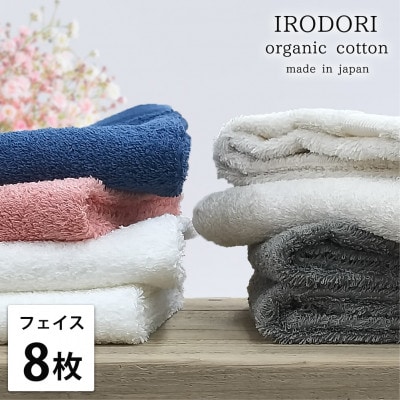 【フェイスタオル8枚組】オーガニックコットンフェイスタオル(34×80cm) 彩り色アソート