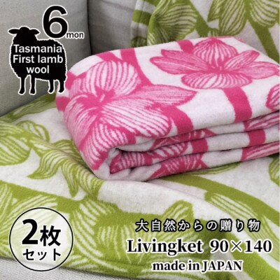 【2枚組】洗える!やわらかラムウール混 北欧調ブランケット ハーフサイズ(90×140cm)