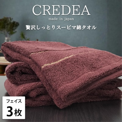 【フェイス3枚組】贅沢スーピマ綿フェイスタオル(34×80cm)クレディアWRE