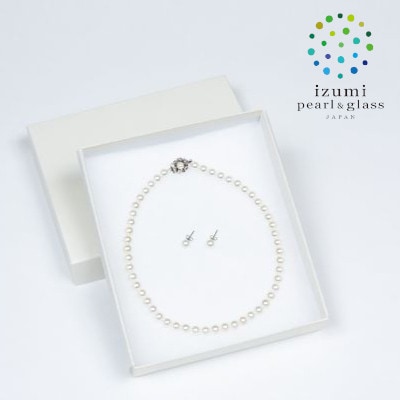 《いずみパール》貝パール8mmネックレス・ピアス2点セット(ホワイト)簡易箱付(AN160)【配送不可地域：沖縄県】