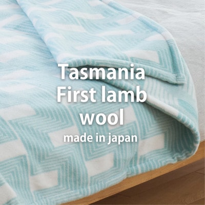 【キングサイズ】洗えるタスマニアラムウール混毛布 220×200cm グリーン OTW-K