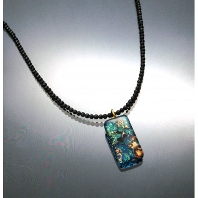 ベネチアンガラス使いのブラックオニキスネックレス〈神秘〉【配送不可地域：沖縄県】