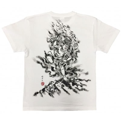 手描きTシャツ 仏画 蔵王権現 白 (半袖 XLサイズ)