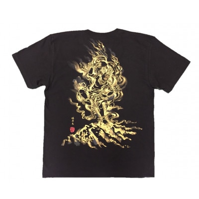 手描きTシャツ 仏画 蔵王権現 黒 (半袖 Sサイズ)