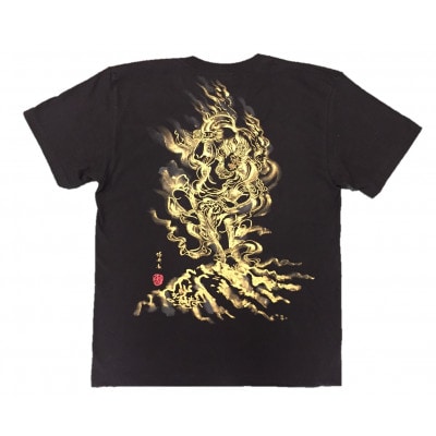 手描きTシャツ 仏画 蔵王権現 黒 (半袖 Mサイズ)