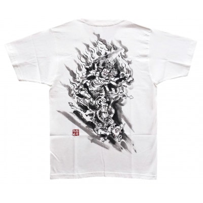 手描きTシャツ 仏画 大威徳明王 白 (半袖 Sサイズ)