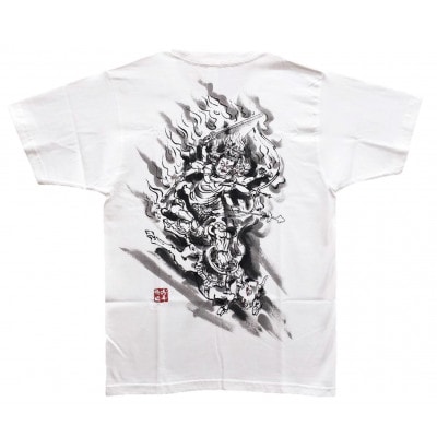 手描きTシャツ 仏画 大威徳明王 白 (半袖 Mサイズ)