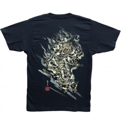 手描きTシャツ 仏画 大威徳明王 黒 (半袖 Sサイズ)