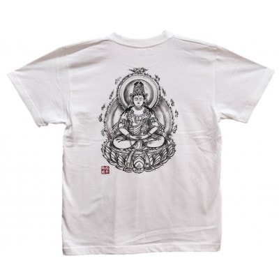手描きTシャツ 仏画 大日如来 白 (半袖 Sサイズ)