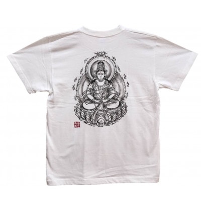 手描きTシャツ 仏画 大日如来 白 (半袖 Mサイズ)
