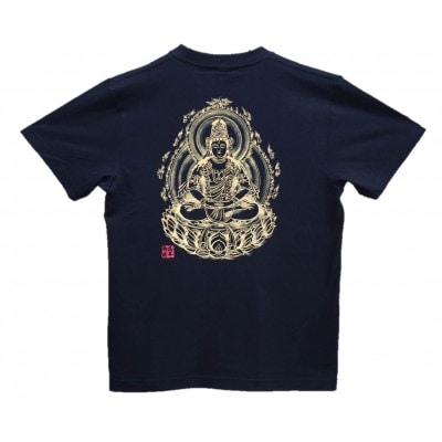 手描きTシャツ 仏画 大日如来 黒 (半袖 Sサイズ)