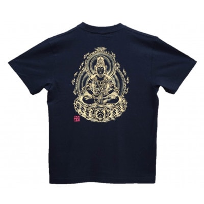 手描きTシャツ 仏画 大日如来 黒 (半袖 Lサイズ)