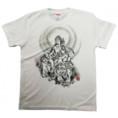 手描きTシャツ 仏画 普賢菩薩 白 (半袖 Mサイズ)