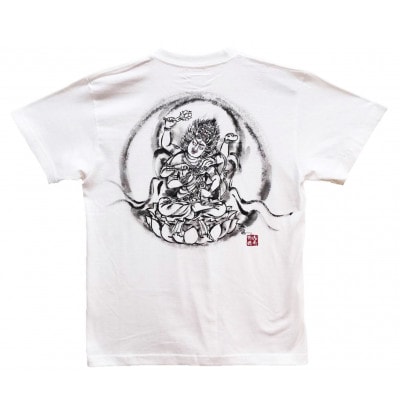 手描きTシャツ 仏画 愛染明王 白 (半袖 Mサイズ)