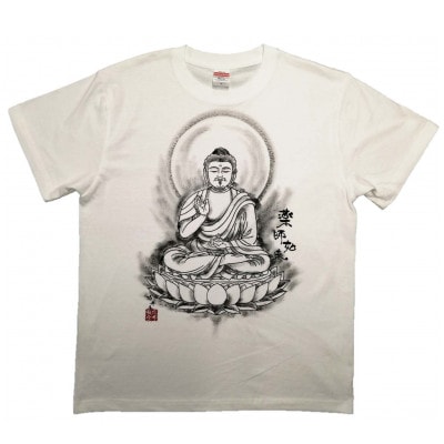 手描きTシャツ 仏画 薬師如来 白 (半袖 Sサイズ)