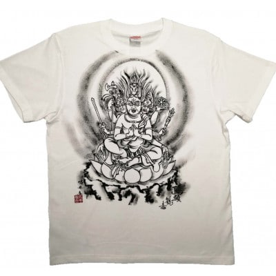手描きTシャツ 仏画 馬頭観音 白 (半袖 Sサイズ)