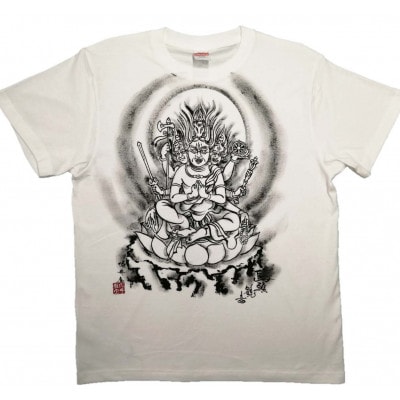 手描きTシャツ 仏画 馬頭観音 白 (半袖 Mサイズ)