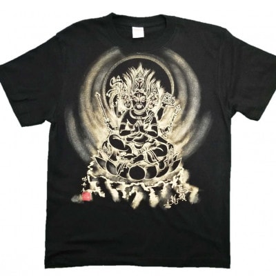 手描きTシャツ 仏画 馬頭観音 黒 (半袖 Mサイズ)