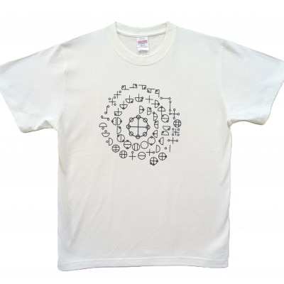 Tシャツ カタカムナ 麻炭 白 (半袖 160サイズ)