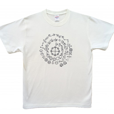 Tシャツ カタカムナ 麻炭 白 (半袖 Mサイズ)