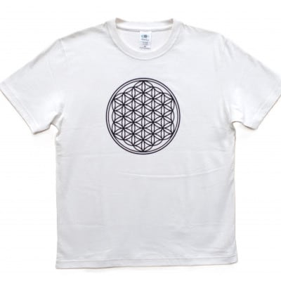 Tシャツ フラワー・オブ・ライフ 麻炭 ヘンプ生地 (半袖 Lサイズ)