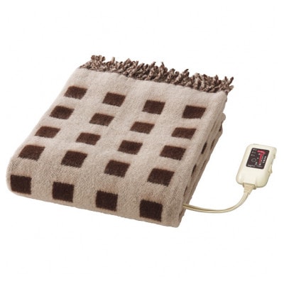 【12月発送】電気ひざ掛け/ベージュ　約140×82cm(房含む)