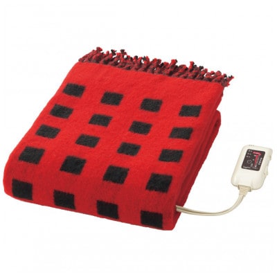 【11月発送】電気ひざ掛け/レッド　約140×82cm(房含む)