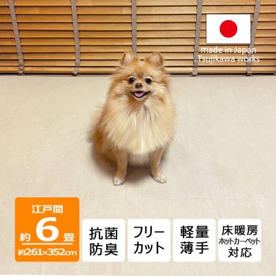 カーペット 日本製 抗菌防臭 犬 猫 ペット ビオラ 261×352cm 江戸間 6畳 アイボリー