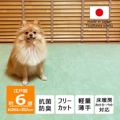 カーペット 日本製 抗菌防臭 犬 猫 ペット ビオラ 261×352cm 江戸間 6畳 グリーン
