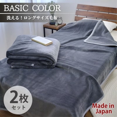 【2枚組】超ロングサイズ140×220cm 洗える! ベーシックカラー高密度軽量毛布 チャコール