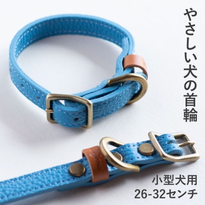 首輪 本革 イタリアンレザー ブルー 小型犬用 (26-32センチ)ペット用品【dc-01ss】