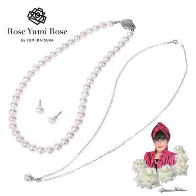 【RoseYumiRose】8mmパール3点セット(ネックレス/ペンダント/ピアス)ホワイト【配送不可地域：沖縄県】