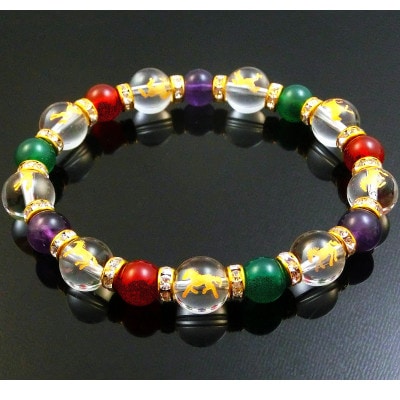 万事馬九行く(うまくいく)九頭の馬3色ブレスレット【配送不可地域：沖縄県】