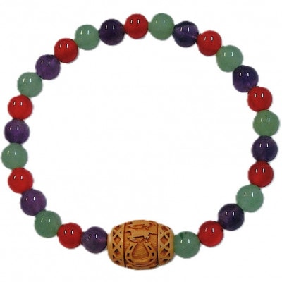 万事が馬九(うまく)行く九頭の馬3色柘植(つげ)ブレスレット【配送不可地域：沖縄県】