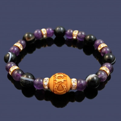 万事が馬九(うまく)行く柘植の九頭の左馬・紳士のブレスレット【配送不可地域：沖縄県】