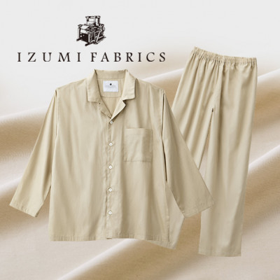 【サイズXS(男女兼用)】プレミアムパジャマ　抗菌防臭やわらか超長綿使用　色:シャンパンベージュ