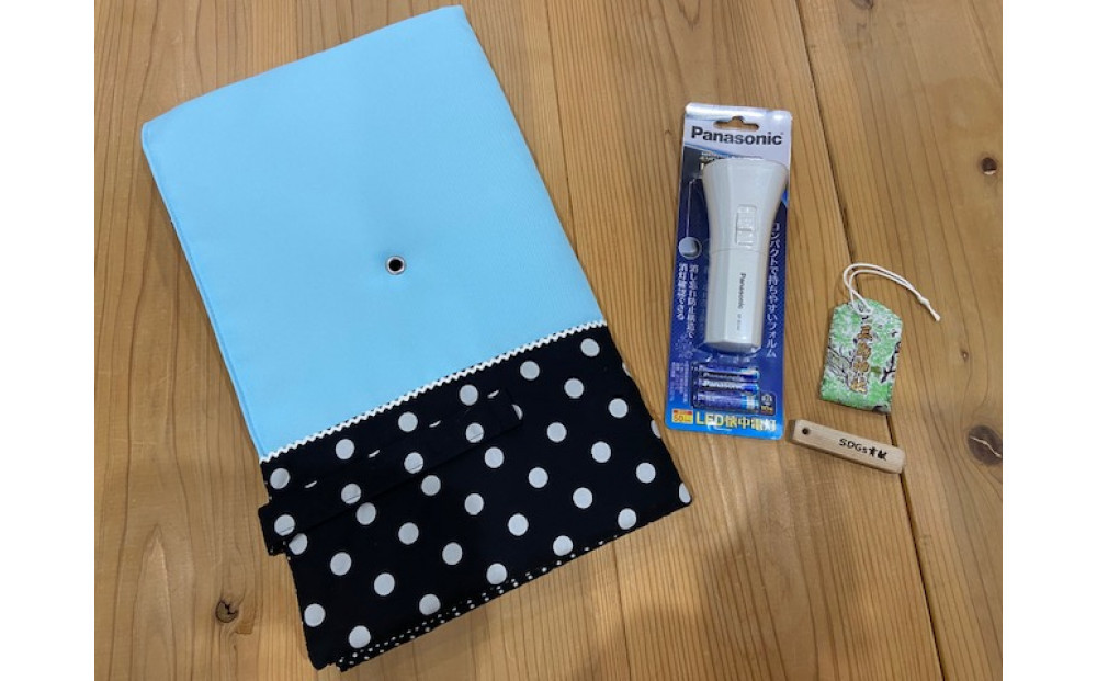 門真市ええもんセット ＜防災頭巾：子ども用、カラー：水色＞【避難グッズ グッズ 防災用品 避難用品 地震 火事 火災 保護 災害 地震対策 防災対策】