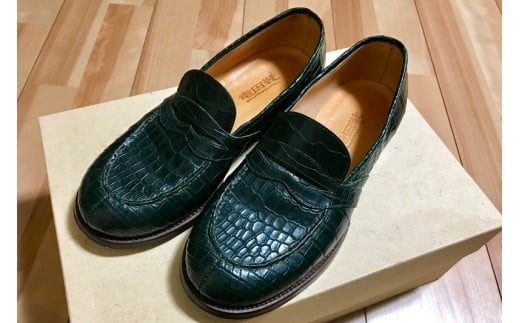 クロコダイルローファー【クロコダイルローファー革靴レザーフルオーダーメイド竜田靴一人ひとりに合わせた足型（木型orプラスチック）何十年大阪府門真市】