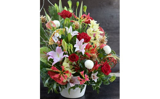 新春 お正月 フラワーアレンジメント（迎春アレンジ百花繚乱 ）【 年末年始 正月 送料無料 門真市 】