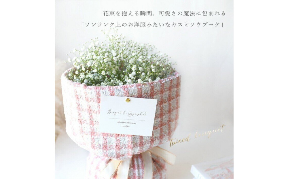 かすみそう「ツイードブーケ」 かすみ草 カスミソウ 花束(小さいサイズ) 花 誕生日 成人式 卒業祝い 初節句 ひな祭り バレンタイン お返し 結婚 ウエディング 送別 祝い プレゼント ギフト 結婚祝い お礼 花束 生花 ドライフラワーにも 送料無料 退職祝い お母さん 記念日