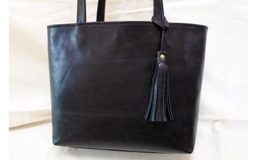 トートバッグ中（オール革・黒）【革レザーバッグ革楽家オーダーメイドトートバッグ中オール革ポケットティッシュケース付き中型仕様大阪府門真市】