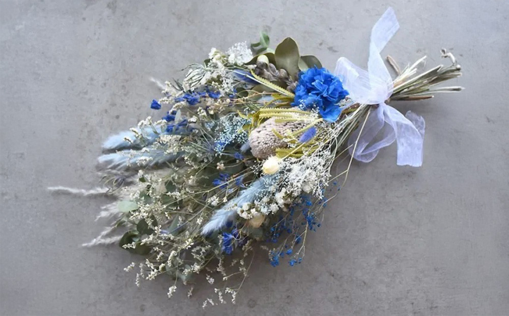 ドライフラワー ブーケ 花束 スワッグ「ブルーフェミニーノ」