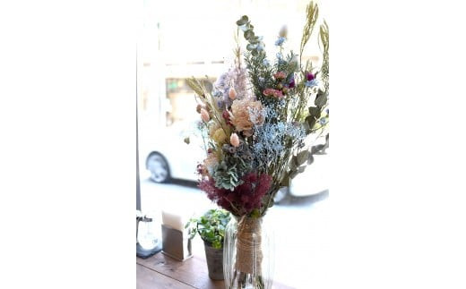 ドライフラワーブーケ（ローズ・フェミニーノ）【ドライ　フラワー　ブーケ フェミニンカラー　ドライフラワー　ノスタルジックなカラー　魅力的 優しい風合い　かわいらしさ 大阪府 門真市 】