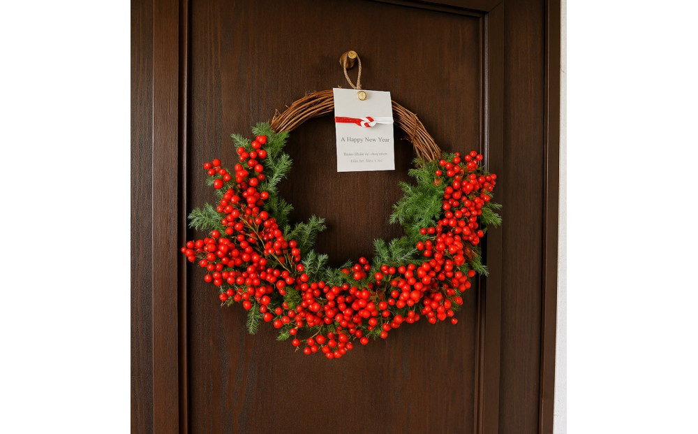 【年内発送】迎春 お正月 しめ縄 しめ飾り 玄関飾り 南天リース 生花からドライフラワーへ【 年内配送 先行予約 年末年始 正月 送料無料 門真市 】