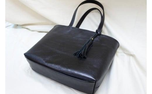 トートバッグ中（オール革・黒）【革レザーバッグ革楽家オーダーメイドトートバッグ中オール革ポケットティッシュケース付き中型仕様大阪府門真市】