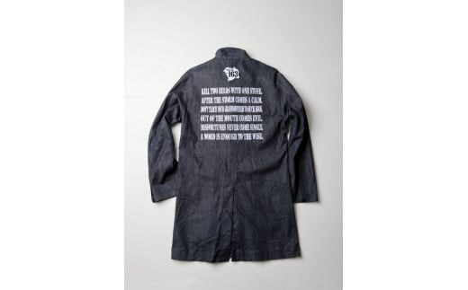 【完全受注生産】Zip Codeシリーズ デニムエンジニアコート 571　3Lサイズ【モチーフ 刺繍 ストレッチデニム インディゴネイビー 後パイピング仕立て 左Ｗポケット 袖ワンボタンカフス お中元 大阪府 門真市 】