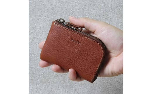【色/コニャック】 マルチミニケース・小銭入れ TowaRe:［トワリ］ 本革 レザー市【L字ファスナー型 お札収納可能 カード10枚収納 金具類アンティーク色 エイジング ミニポーチ お中元 お歳暮 大阪府 門真市 】