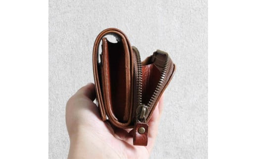 【色/コニャック】 ポッケ・二つ折り財布 TowaRe:［トワリ］ 本革 レザー【収納力 カードポケット2 隠しポケット2 外付け小銭入れ ショルダー革 バケッタ製法 ファッション小物 お中元 お歳暮 大阪府 門真市 】