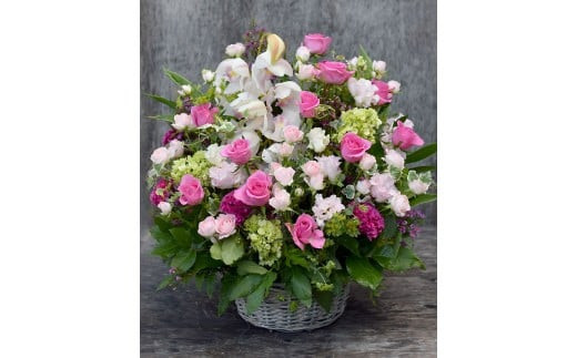 グランドラウンド【ピンク系】【あふれんばかり　お花　美しいアレンジ　誕生日　開店祝い　周年記念　送別会　歓迎会　退職祝い　お中元　サマーギフト　ピンク系カラー 大阪府 門真市 】